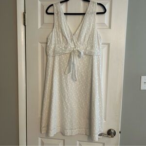 Nautica NWT white dotted sleeveless dress lined 100% cotton with bow size 12